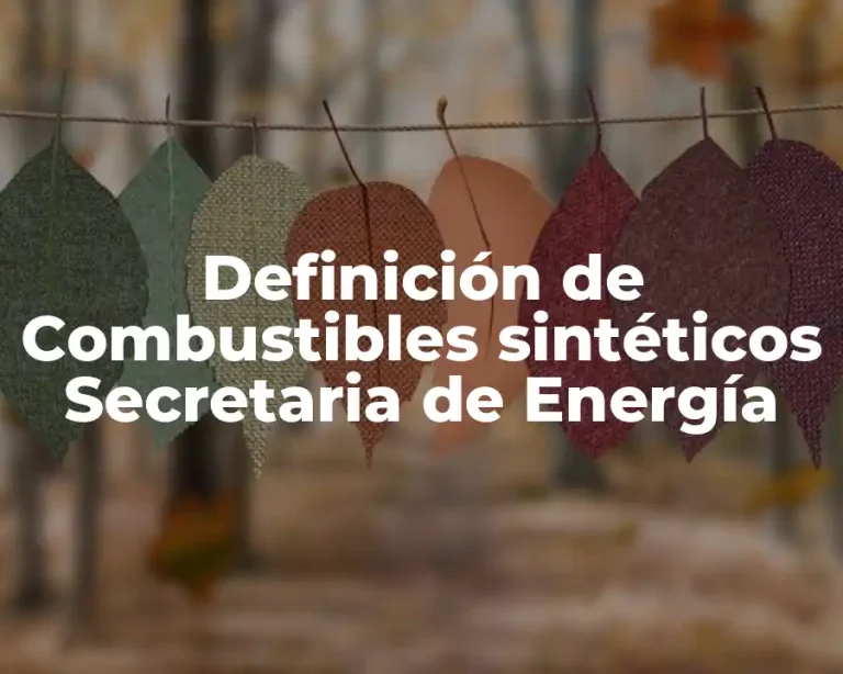 Definición de Combustibles sintéticos Secretaria de Energía