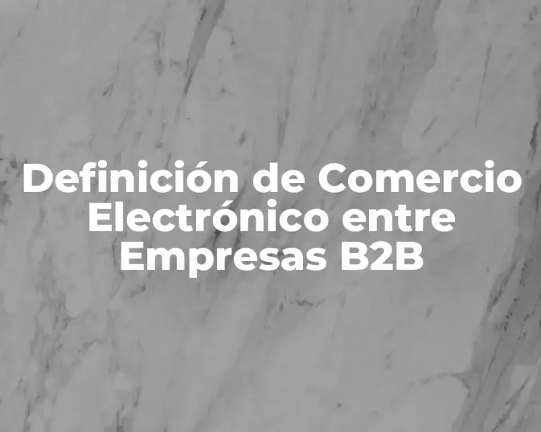 Definición de Comercio Electrónico entre Empresas B2B