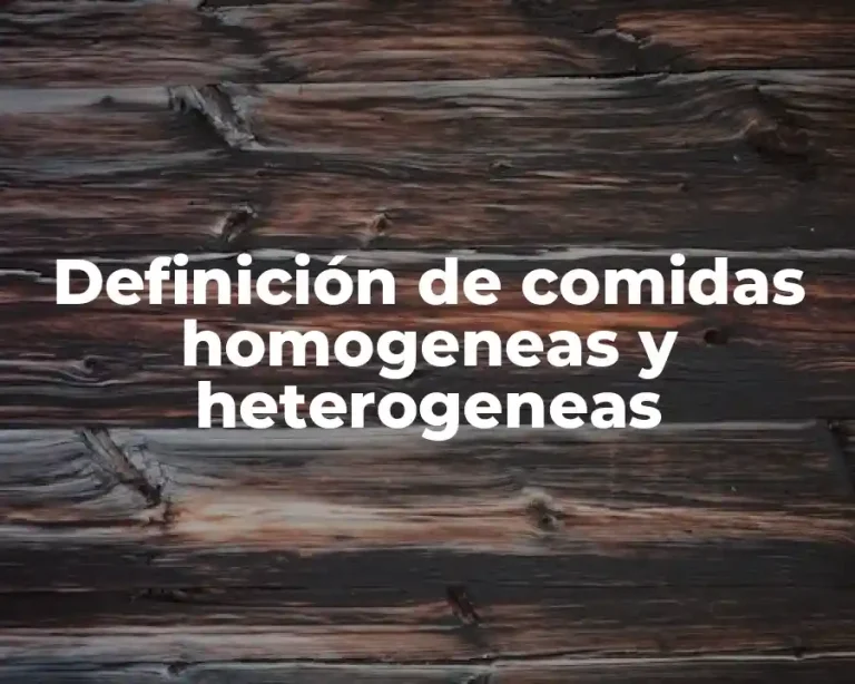 Definición de comidas homogeneas y heterogeneas