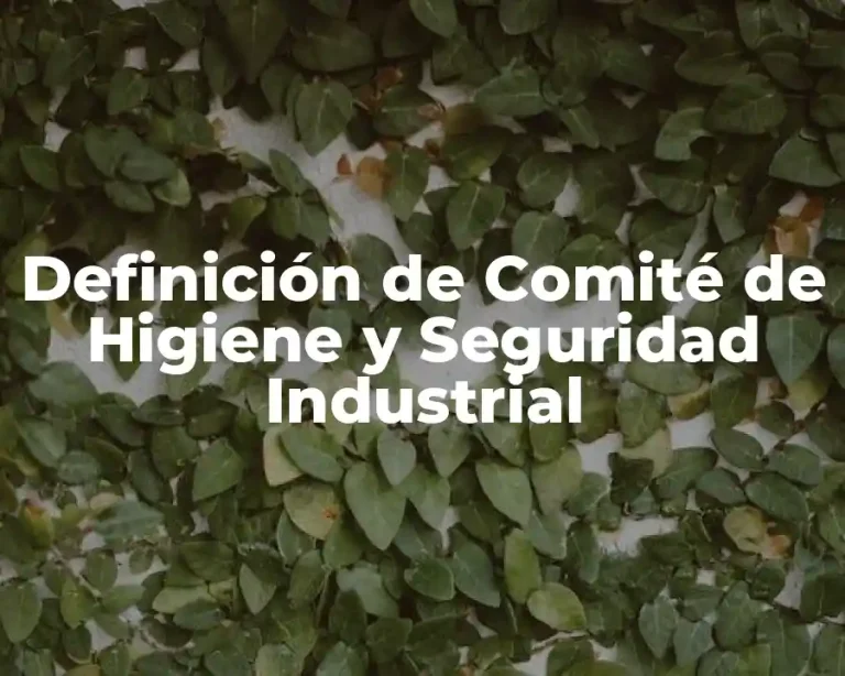 Definición de Comité de Higiene y Seguridad Industrial