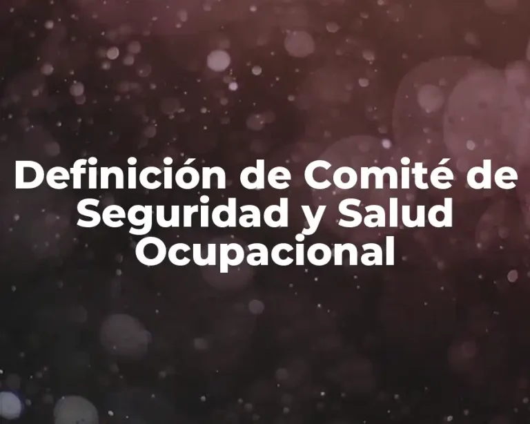Definición de Comité de Seguridad y Salud Ocupacional