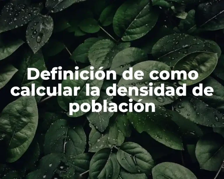Definición de como calcular la densidad de población