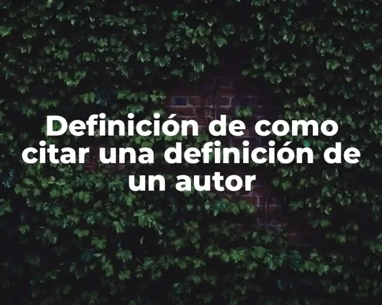 Definición de como citar una definición de un autor