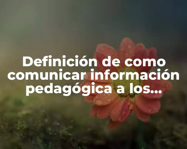 Definición de como comunicar información pedagógica a los padres