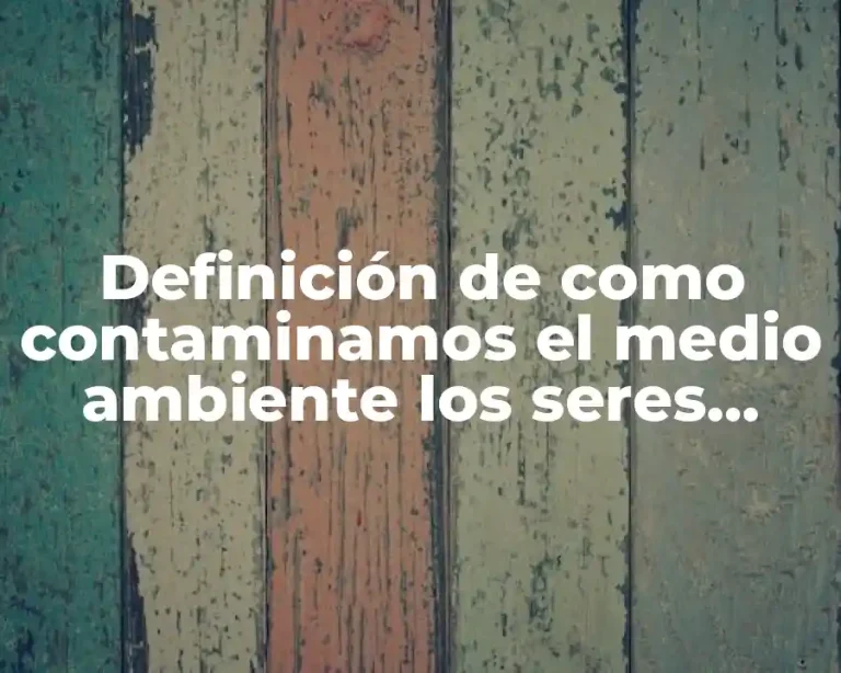 Definición de como contaminamos el medio ambiente los seres humanos