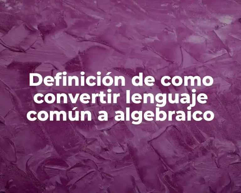 Definición de como convertir lenguaje común a algebraico
