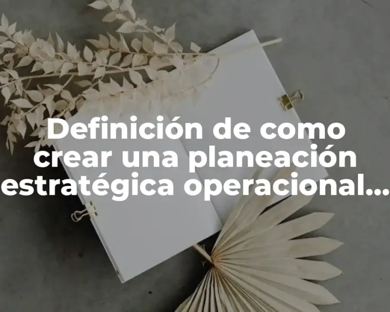 Definición de como crear una planeación estratégica operacional y táctica