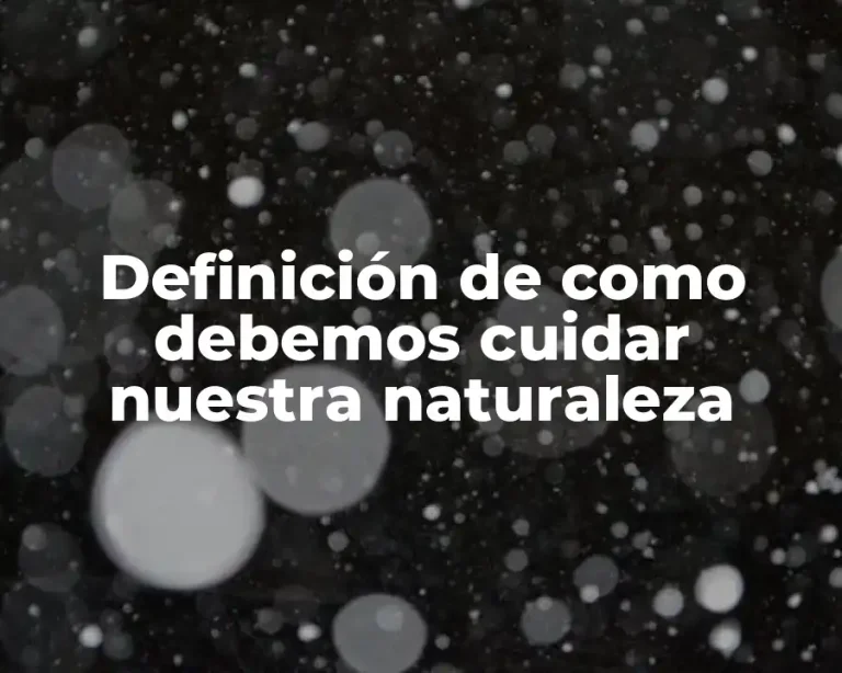 Definición de como debemos cuidar nuestra naturaleza