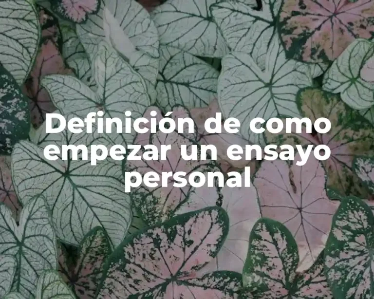 Definición de como empezar un ensayo personal