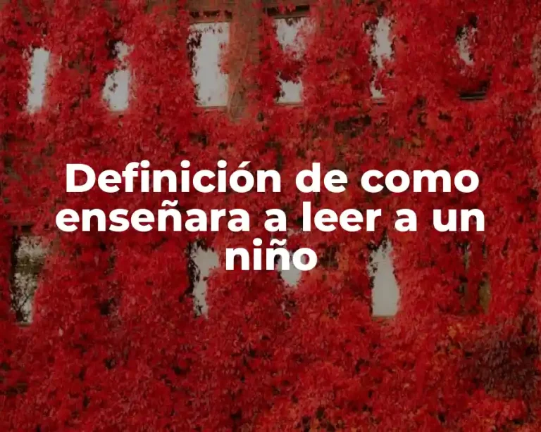 Definición de como enseñara a leer a un niño