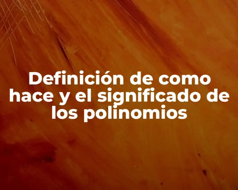 Definición de como hace y el significado de los polinomios