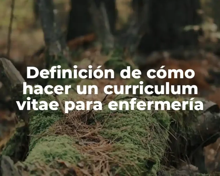 Definición de cómo hacer un curriculum vitae para enfermería