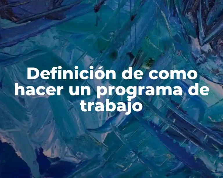 Definición de como hacer un programa de trabajo