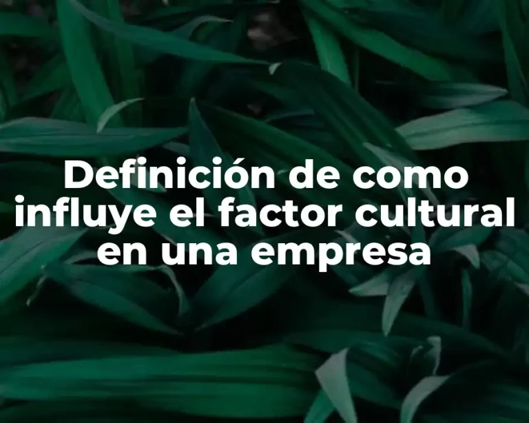 Definición de como influye el factor cultural en una empresa