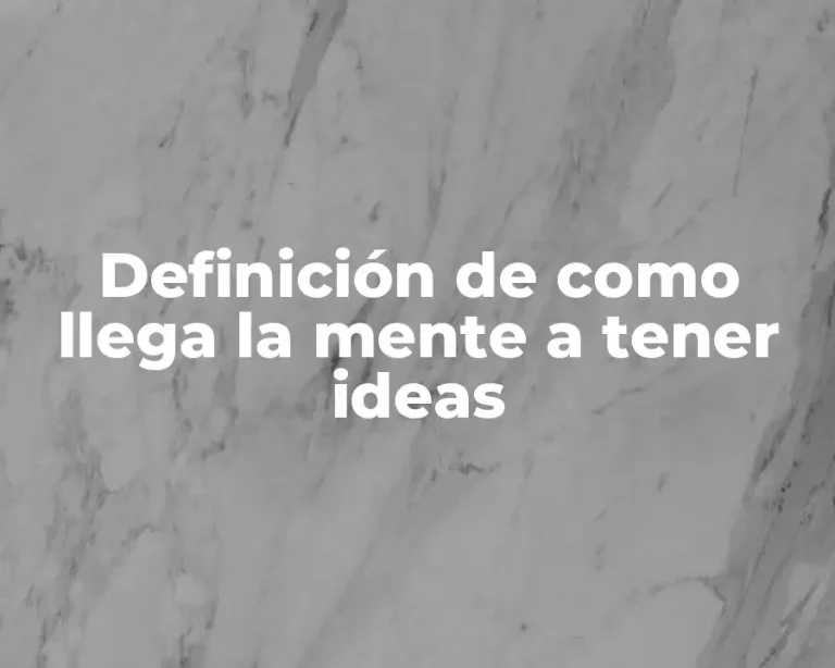 Definición de como llega la mente a tener ideas
