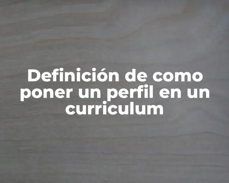 Definición de como poner un perfil en un curriculum