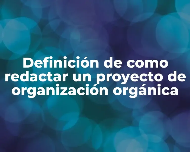 Definición de como redactar un proyecto de organización orgánica