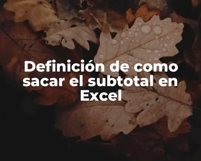 Definición de como sacar el subtotal en Excel