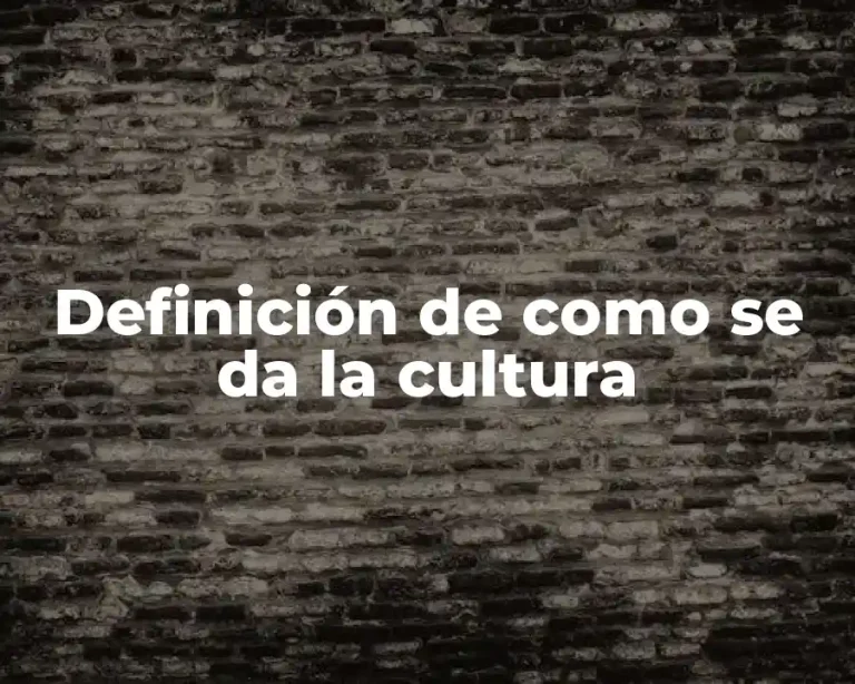 Definición de como se da la cultura