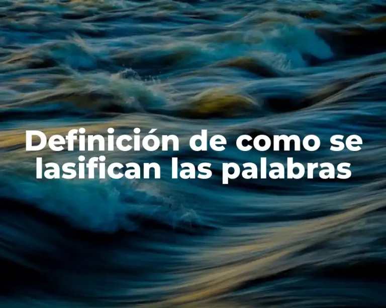 Definición de como se lasifican las palabras