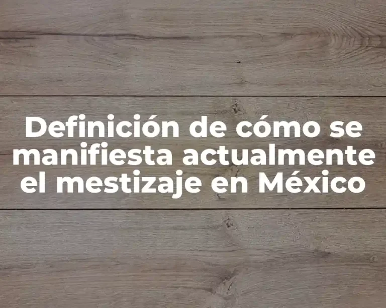 Definición de cómo se manifiesta actualmente el mestizaje en México