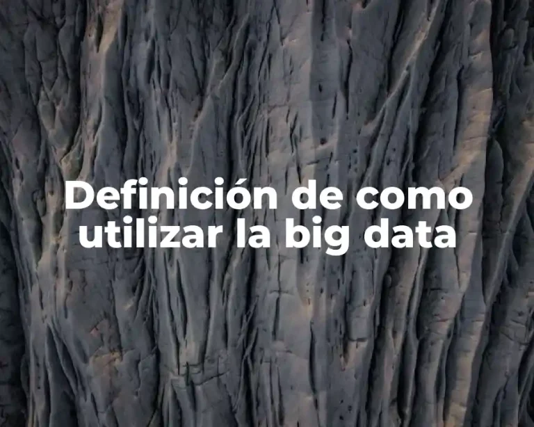 Definición de como utilizar la big data