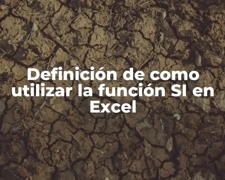 Definición de como utilizar la función SI en Excel