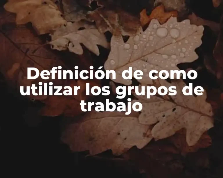 Definición de como utilizar los grupos de trabajo