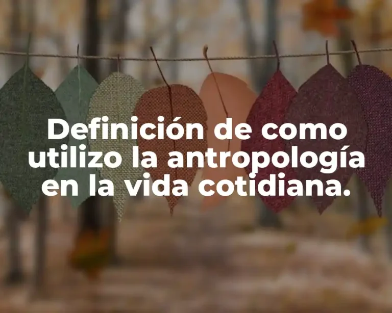 Definición de como utilizo la antropología en la vida cotidiana.