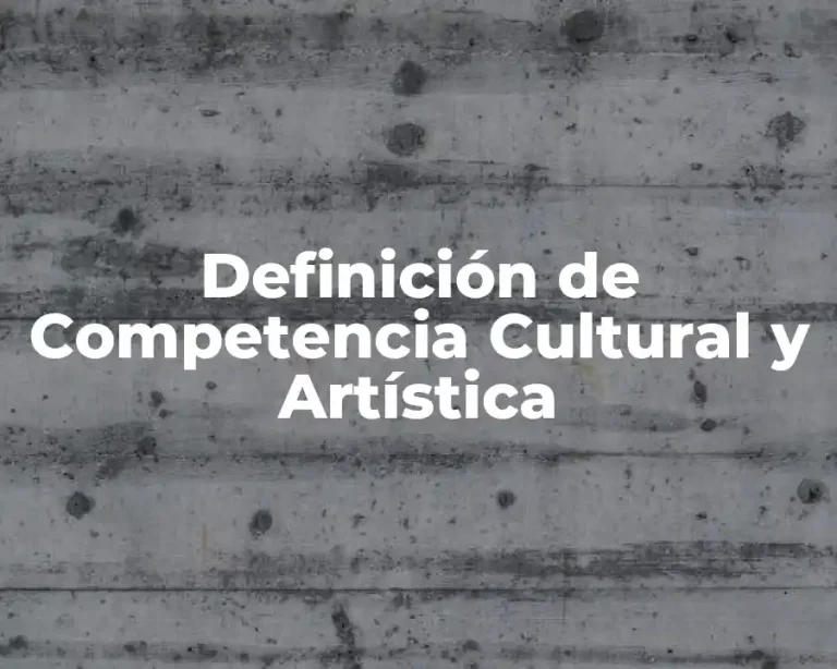 Definición de Competencia Cultural y Artística
