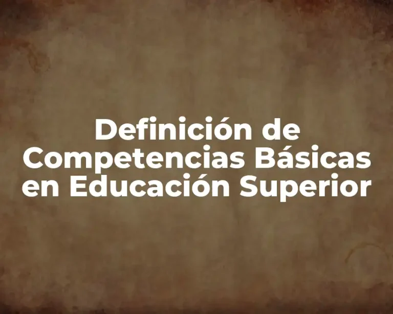 Definición de Competencias Básicas en Educación Superior