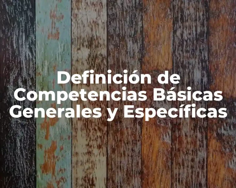 Definición de Competencias Básicas Generales y Específicas