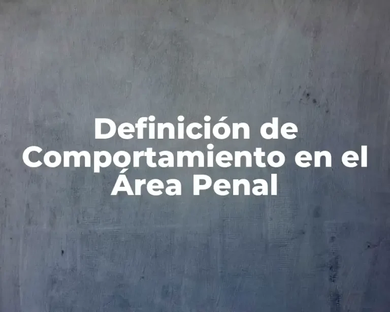 Definición de Comportamiento en el Área Penal