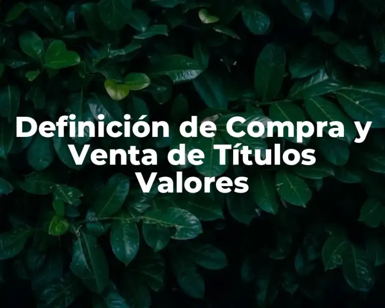 Definición de Compra y Venta de Títulos Valores