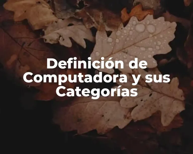 Definición de Computadora y sus Categorías