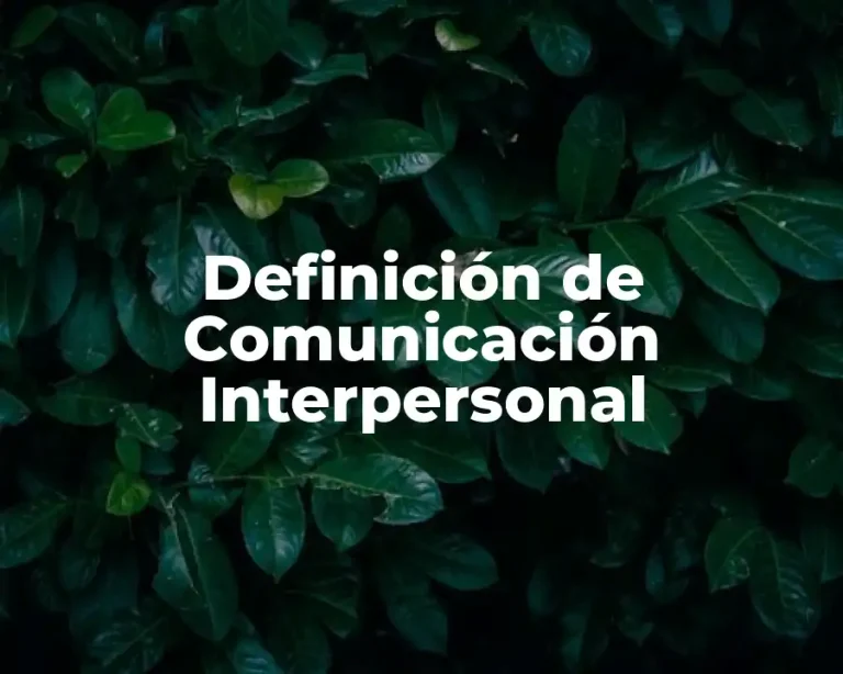 Definición de Comunicación Interpersonal