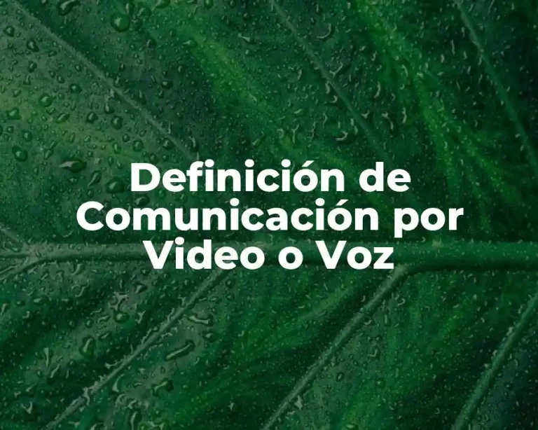 Definición de Comunicación por Video o Voz