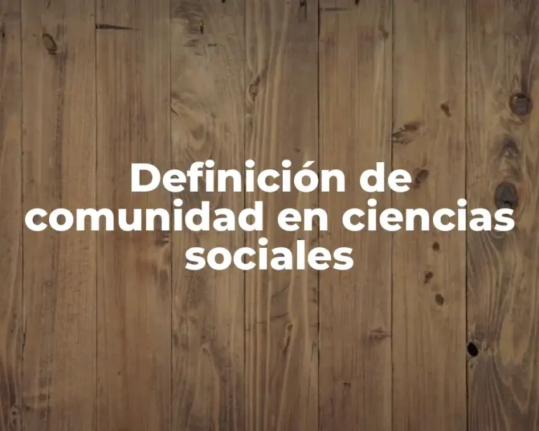 Definición de comunidad en ciencias sociales