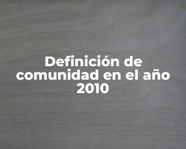 Definición de comunidad en el año 2010