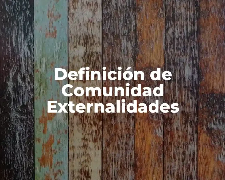 Definición de Comunidad Externalidades