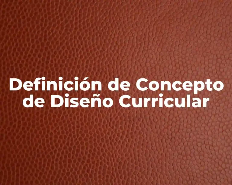 Definición de Concepto de Diseño Curricular