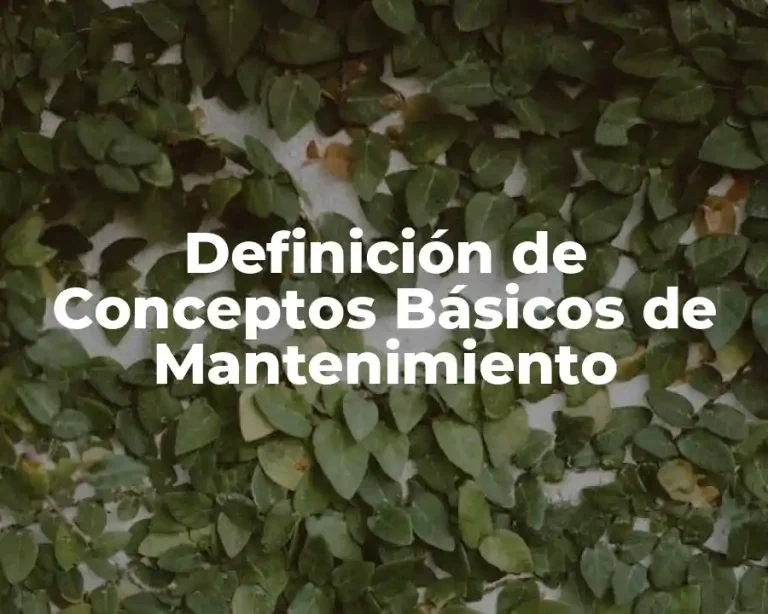Definición de Conceptos Básicos de Mantenimiento