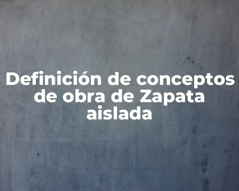 Definición de conceptos de obra de Zapata aislada