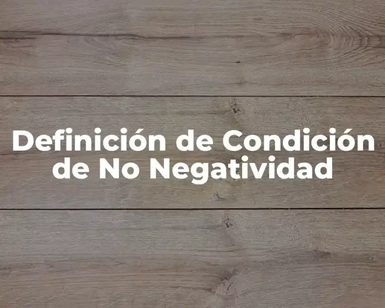 Definición de Condición de No Negatividad