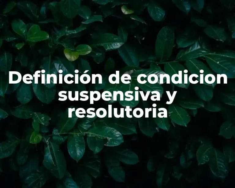 Definición de condicion suspensiva y resolutoria