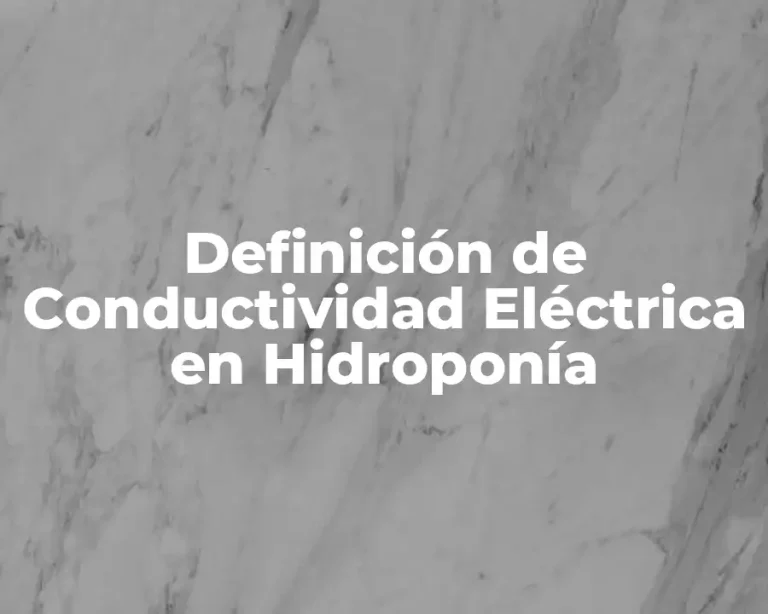 Definición de Conductividad Eléctrica en Hidroponía