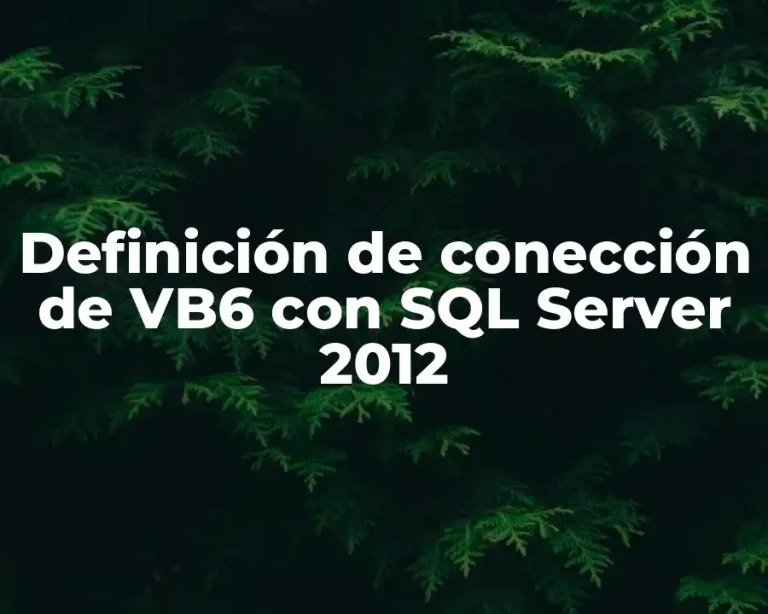 Definición de conección de VB6 con SQL Server 2012