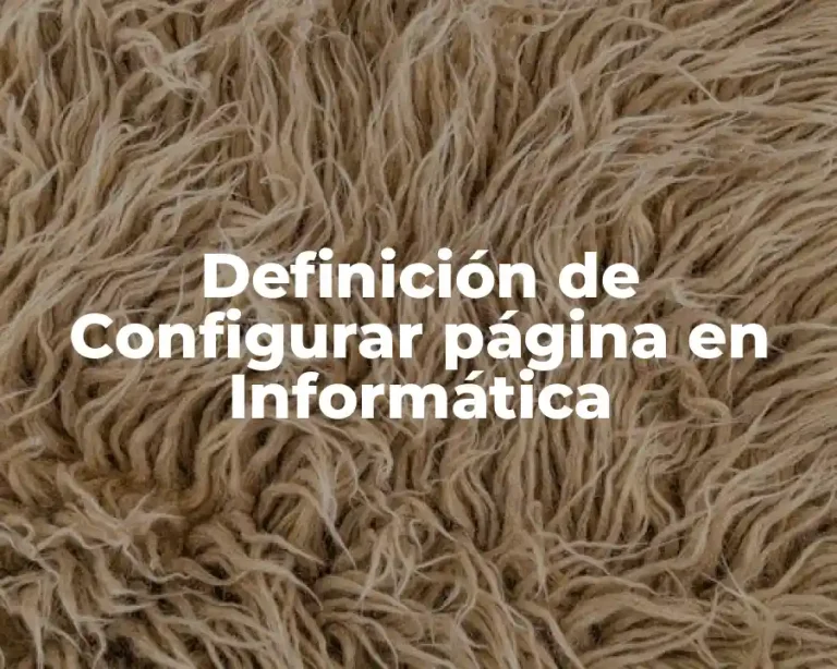 Definición de Configurar página en Informática