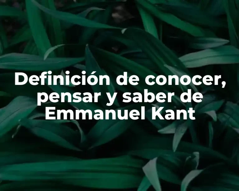 Definición de conocer, pensar y saber de Emmanuel Kant