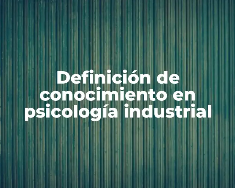 Definición de conocimiento en psicología industrial